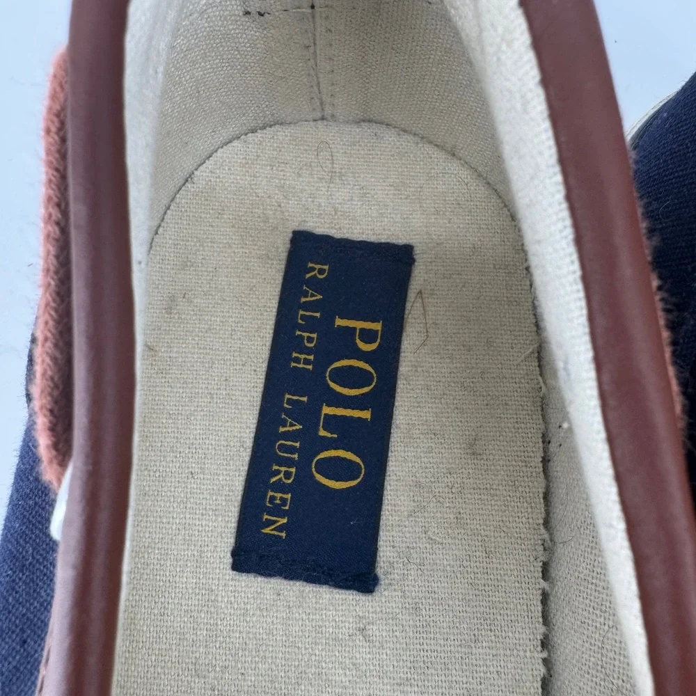 Polo Ralph Lauren Franz Boat‎ Shoes Navy Brown Canvas Men's Size 12D Casual